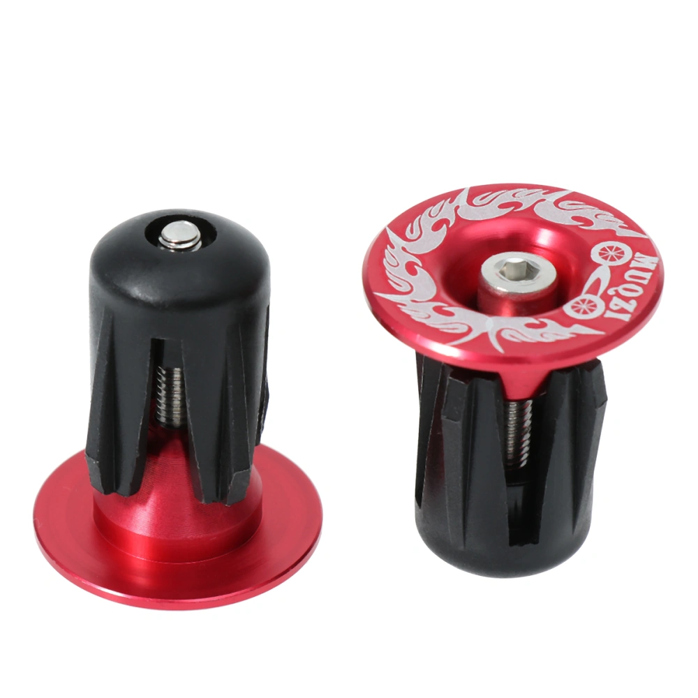 Pair of Bike Handlebar End Plugs Aluminum Alloy Bar End Caps for Mountain Bike Road Bike Fixed Gear Bike(Red)