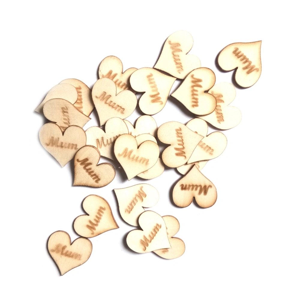 25pcs Mum Wood Piece Decor Prop Wood Piece for Mother's Day Festival Party Gathering