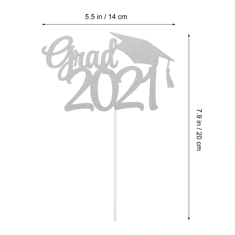 1 Set 20 Pcs 2021 Graduation Party Cake Toppers Glitter Decorative Cake Picks