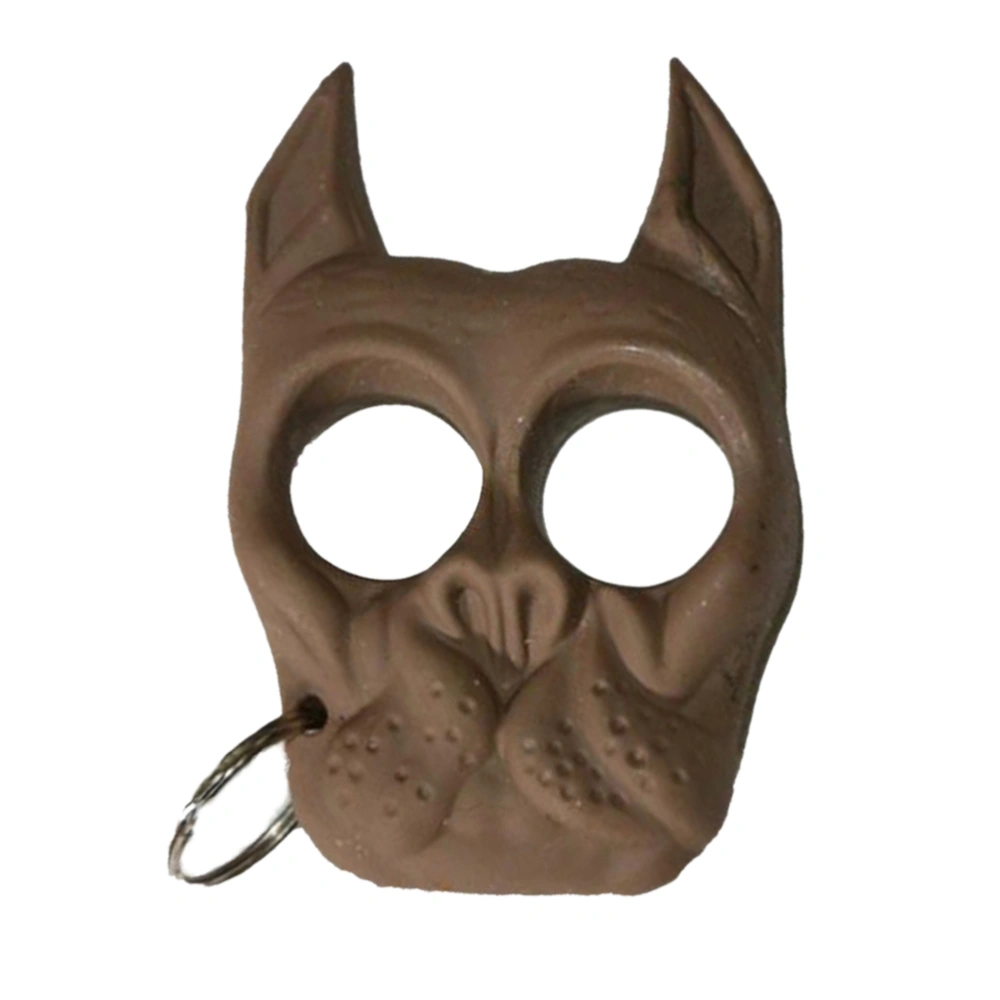 Plastic Steel Key Ring Dog Head Shape Knuckles Mini-Defensive Key Chain (Brown)