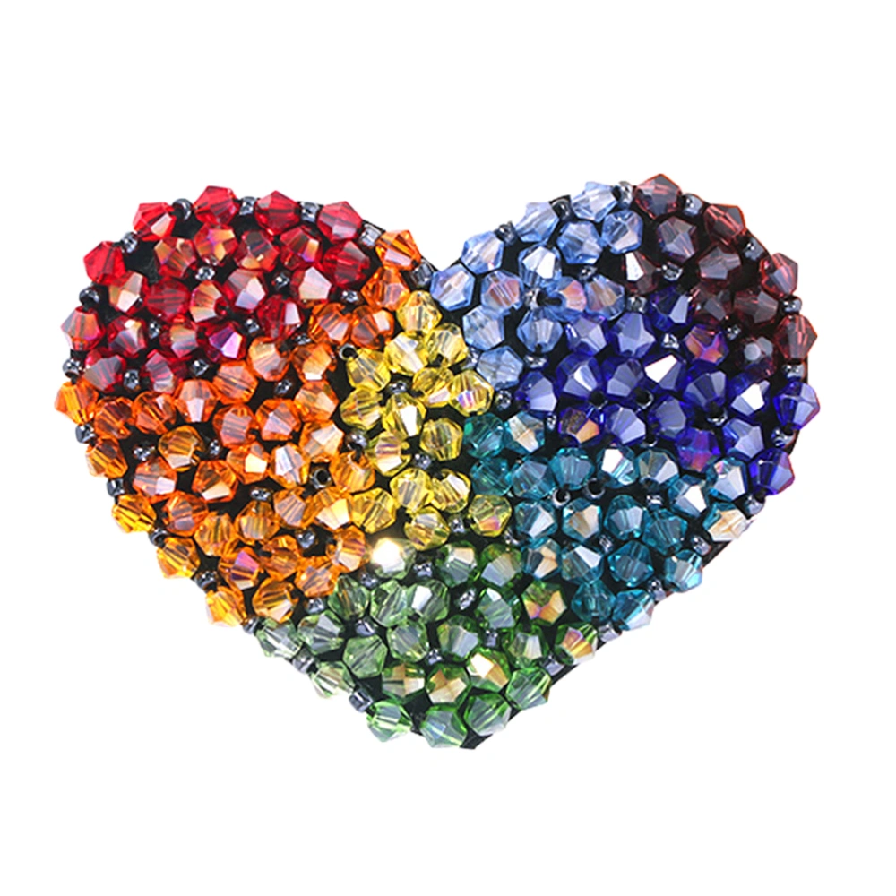 Rhinestone Heart Hair Clip Alloy Headdress Colorful Crystal Beads Side Barrettes for Girls