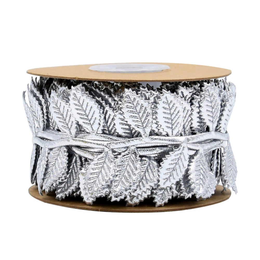 10 Meters Creative Leaves Ribbon Wedding Festival Party Decor Gift Packing Ribbon Garment Accessory for DIY (Silver)