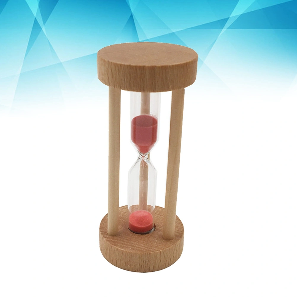 3 Min Wooden Sandglass Hourglass Red Sand Timer Clock Table Desktop Decoration