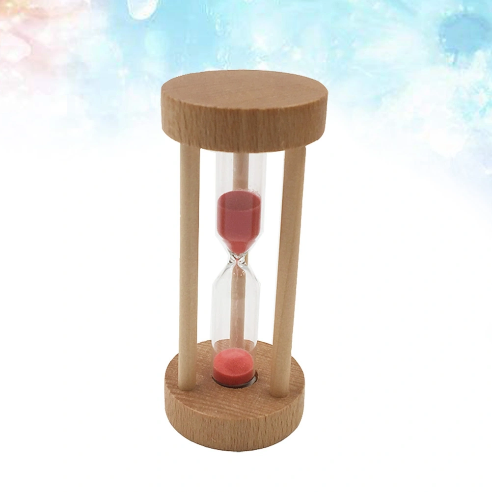 3 Min Wooden Sandglass Hourglass Red Sand Timer Clock Table Desktop Decoration