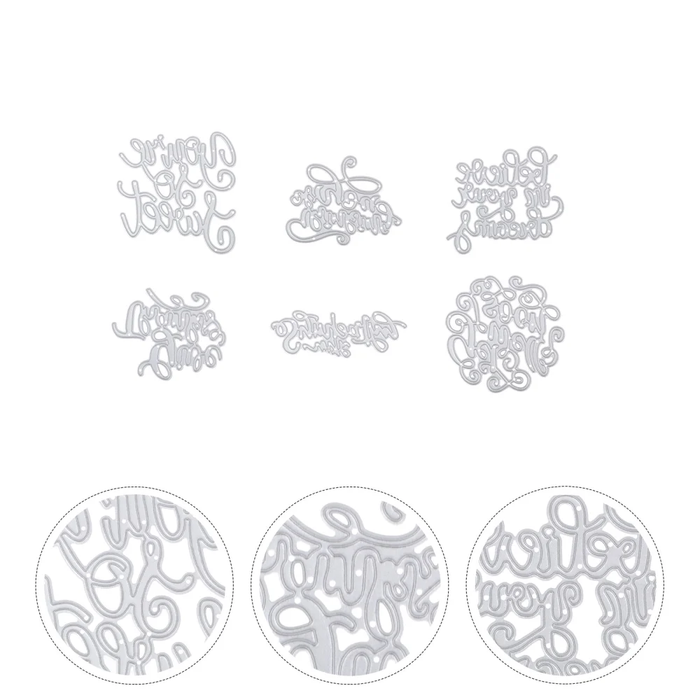 6Pcs English Blessings Cutting Dies Smooth Surface Embossing Stencil Template Mould