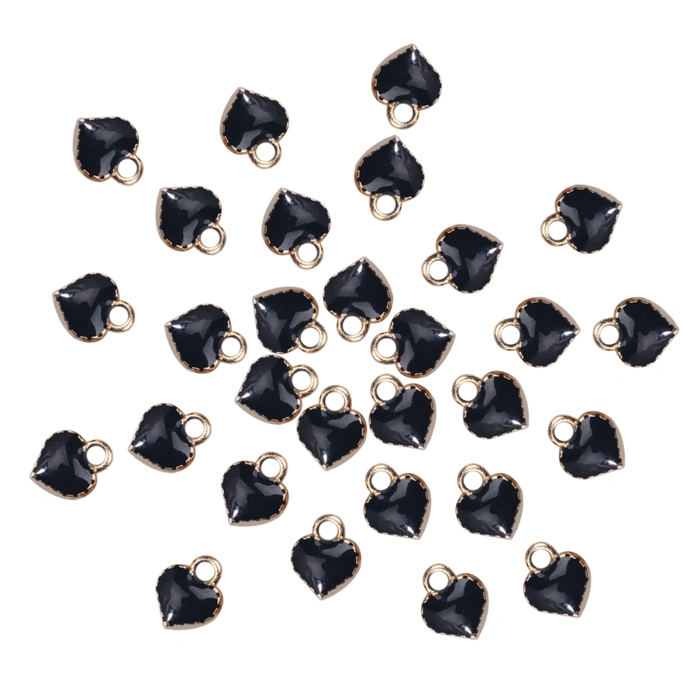 100 Pcs 1.5MM Hole Drip Oil Alloy Pendant DIY Necklace Accessories Heart Shape Alloy Hanging Pendants for Jewelry Necklace Earrings Making (Black)