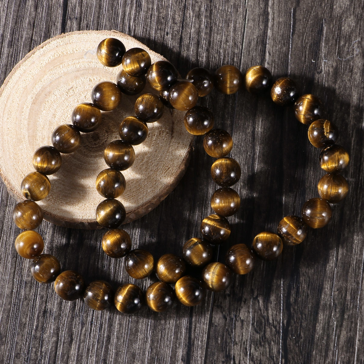 45PCS Natural Round AB Grade Tiger Eye Agate Loose Stone Beads Bulk For Jewelry Making