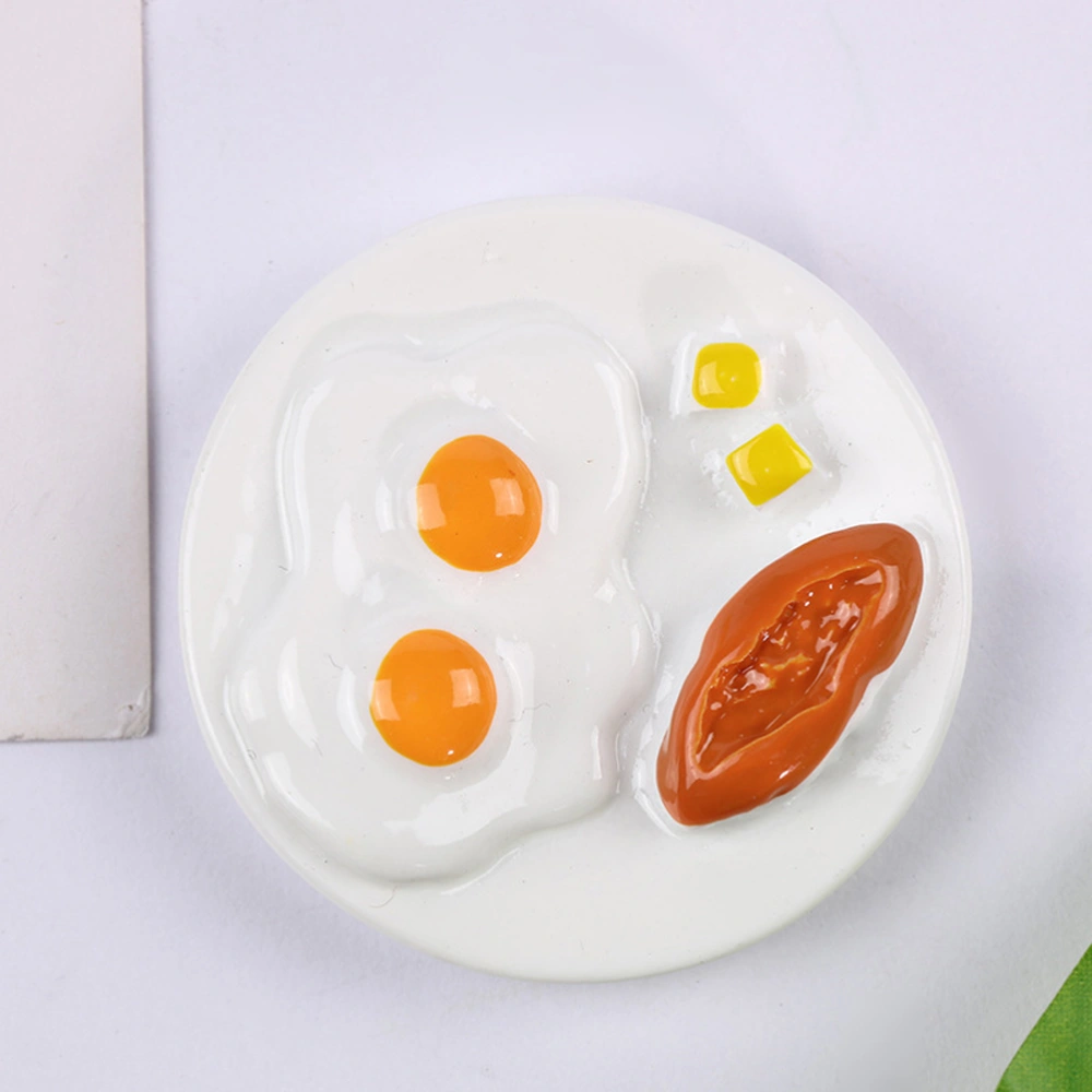 Resin Fridge Magnet Simulation Breakfast Eggs Refrigerator Sticker Unique Fake Fast Food Fridge Magnet for Home Kitchen