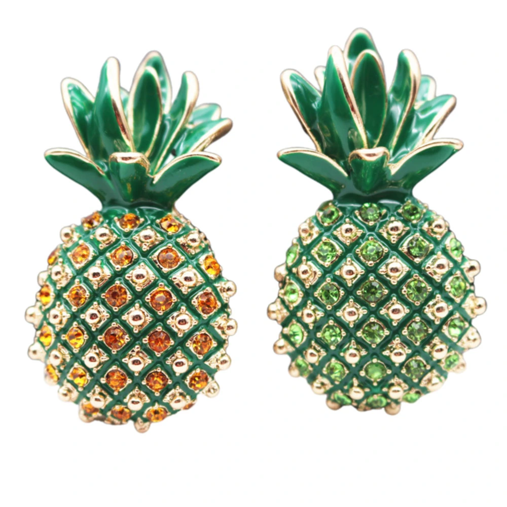 2pcs Pineapple Brooch Unique Brooch Pin Women Dress Clothes Decorative Brooch Collar Brooch Party Banquet Small Gift (Yellow + Green)