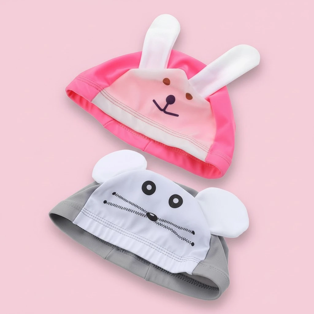 Mouse Swimming Hat Cartoon Comfortable Swimming for Kid Child Girl Boy (Grey)