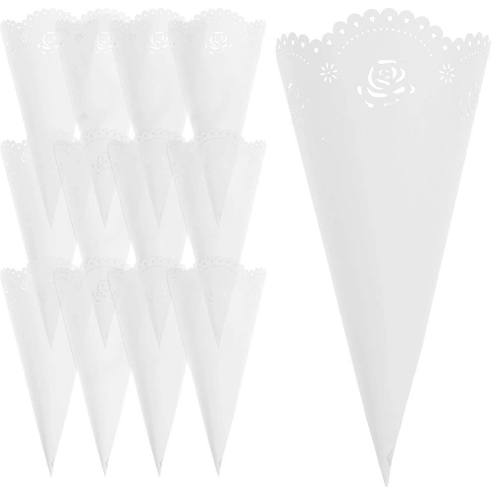 20PCS Hollow Confetti Holders Craft Paper Petal Cones for Wedding Party Storage (Transparent)