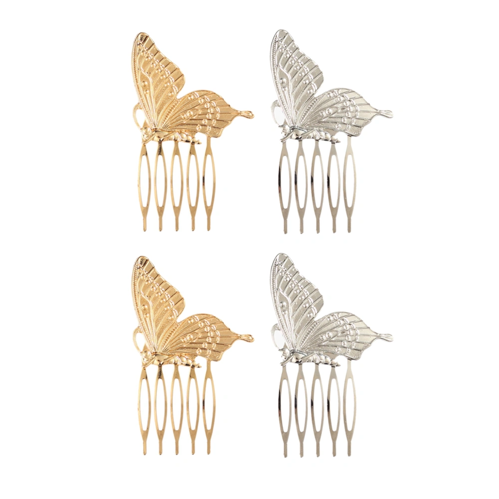 4pcs Hair Clips Delicate Hair Combs Butterflies Hairpins Girls Side Hair Clamps