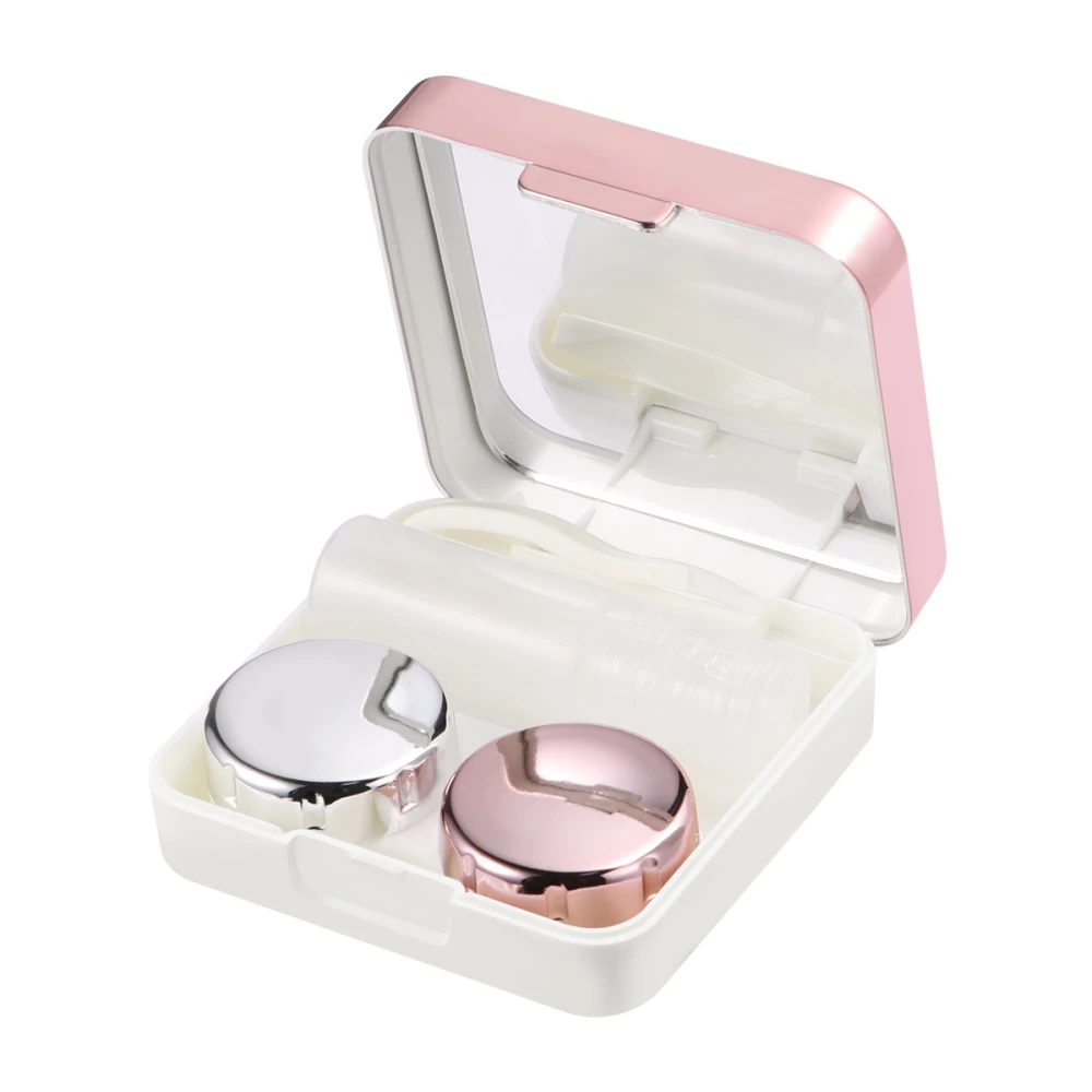 ROSENICE Mini Travel Simple Lens Case Box Container Holder (Light Pink)