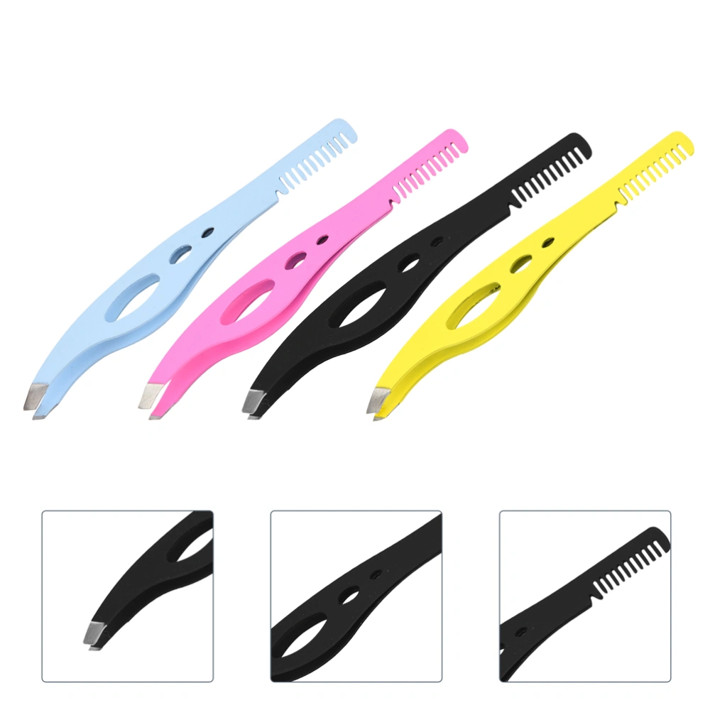 4Pcs Stainless Steel Eyebrow Tweezers Precision Tweezers for Eyebrow Women Beauty Tools