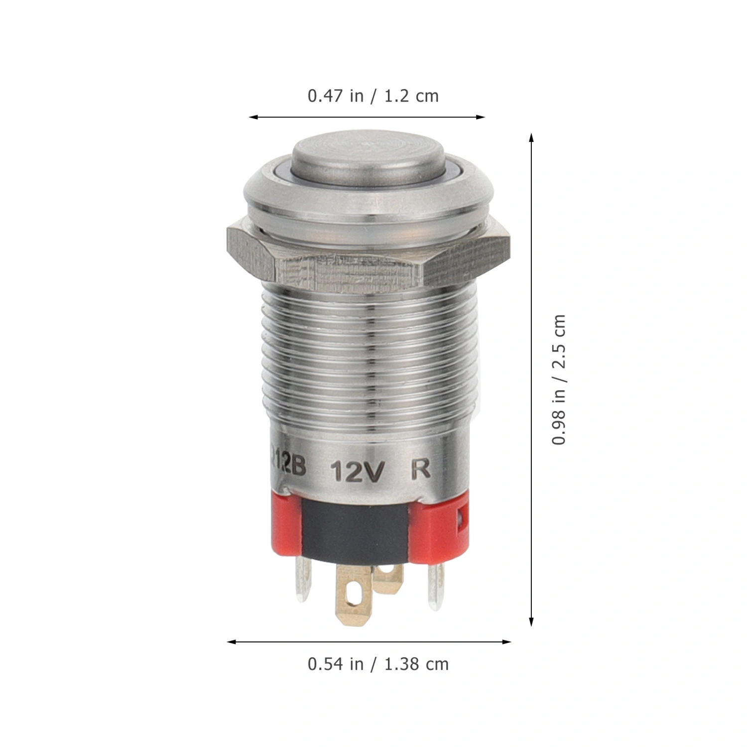 2 Pcs Sturdy High Round Self-locking Power Switch With LED Light (Silver)