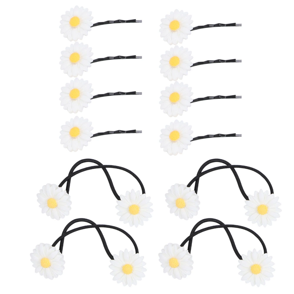 12pcs Simulation Daisy Hair Clips Flower Fresh Hair Barrettes Hair Hair Bands for Ladies and Girls (8pcs Hair Clips and 4pcs Hair Bands)