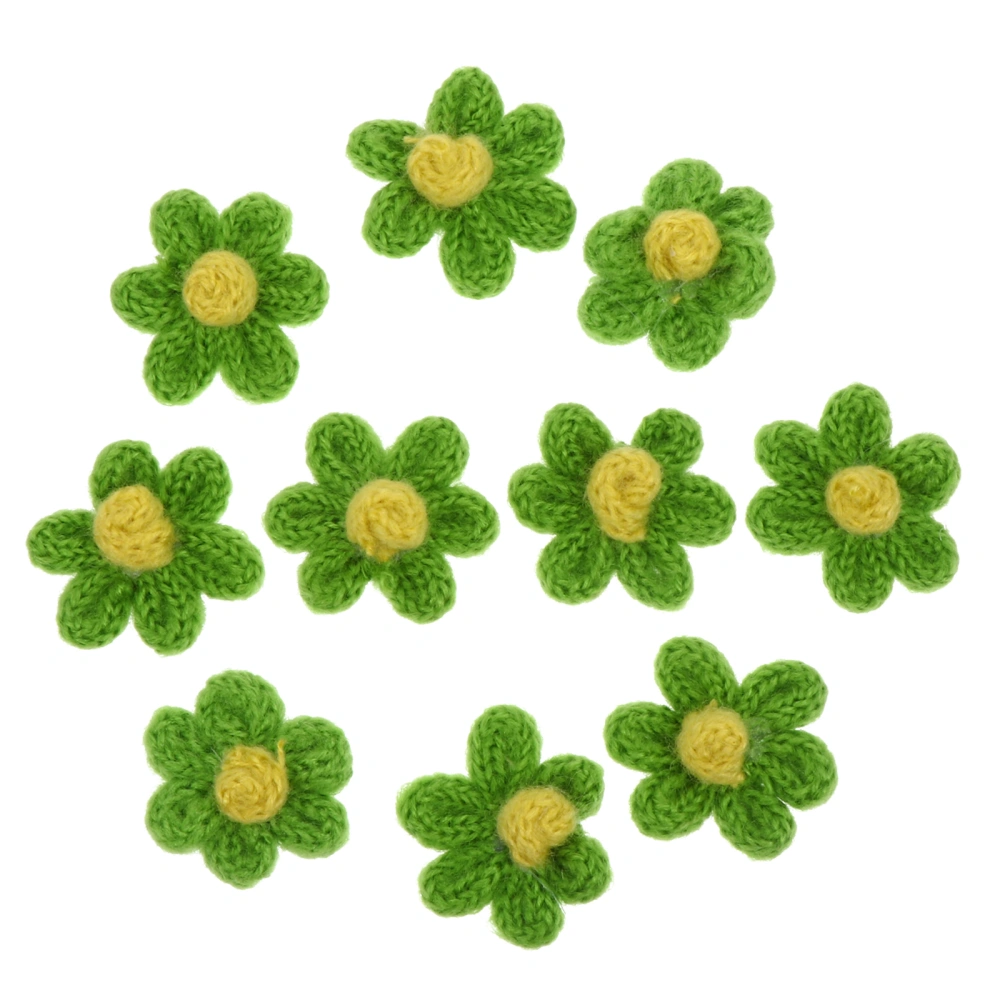 10pcs Flower Patches Handmade Flowers DIY Craft Materials Wool Knitting Flower