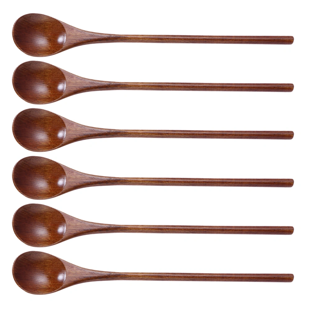 6Pcs Long Handle Honey Spoons Kitchen Supplies Wooden Spoons for Cooking