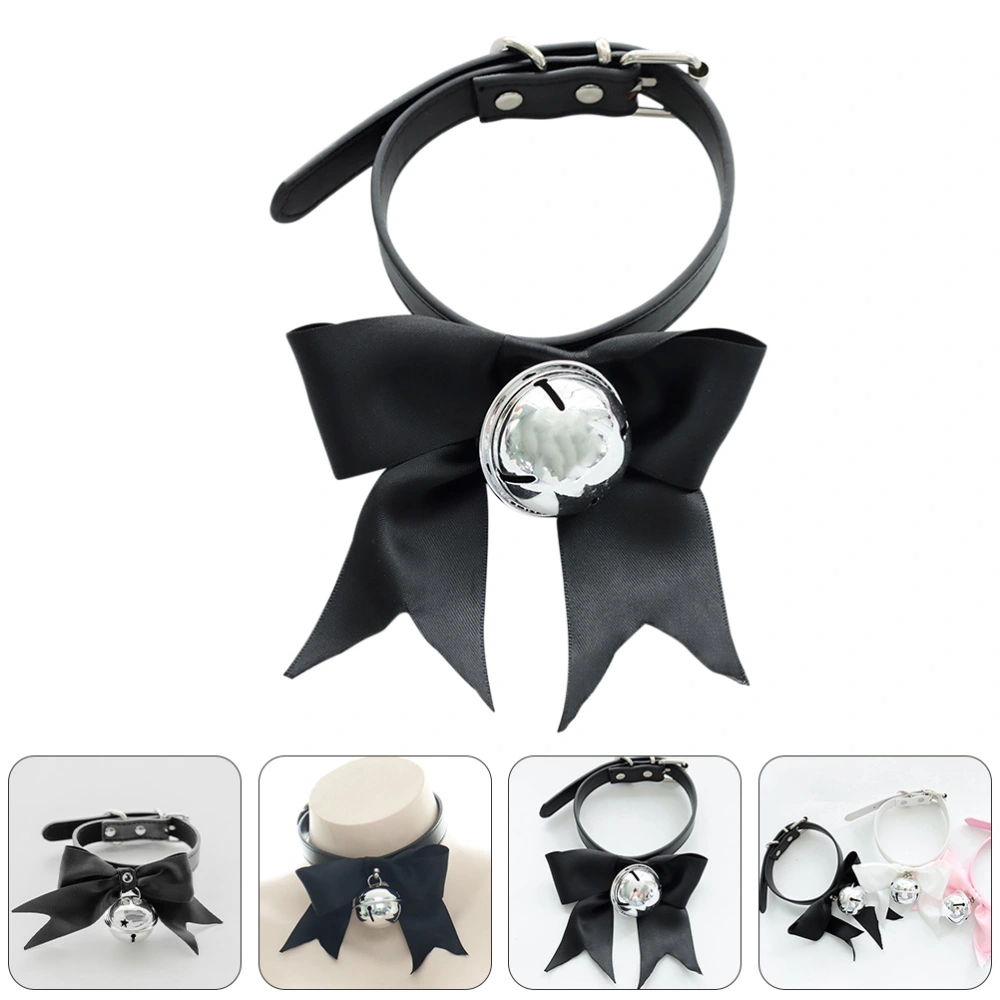 Creative Bow Collar with Bell Bra Neck Decor Leather Collar Couple Flirting Toy