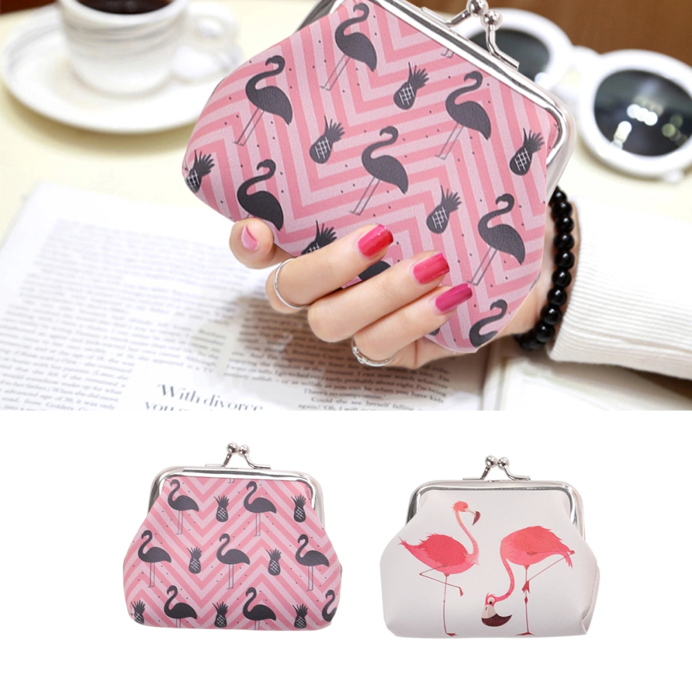 2pcs New Style Printed Flamingo PU Coin Purse Women Purse Wallet Coin Bags Random Style