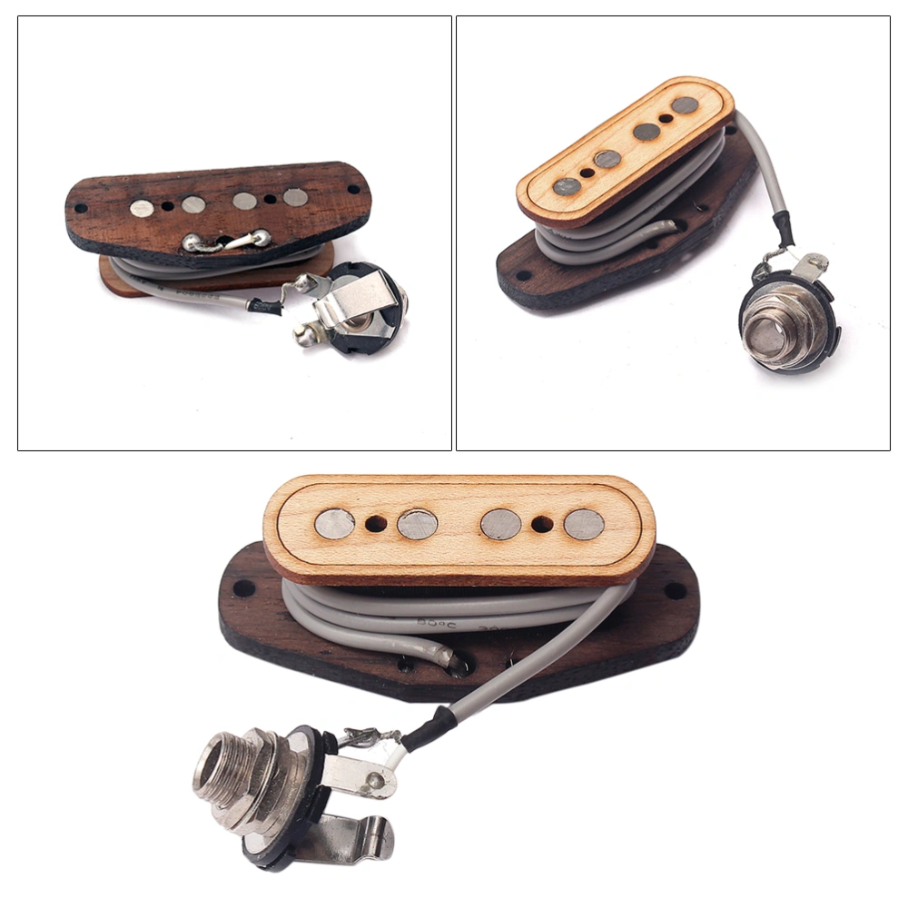 Maple Wood Four-string 4-Pole Cigar Box Soundhole Guitar Pickup Replace Music Accessories GMB502 Brown