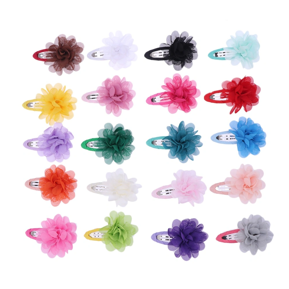 20pcs Chiffon Flowers Baby Girls Kids Hairpin Hair Clips Barrettes Color Mixed