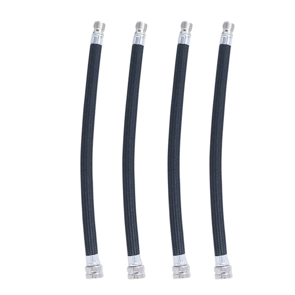 4Pcs Pump Extension Hose Inflator Tube Pipe Cord for Schrader (Black)