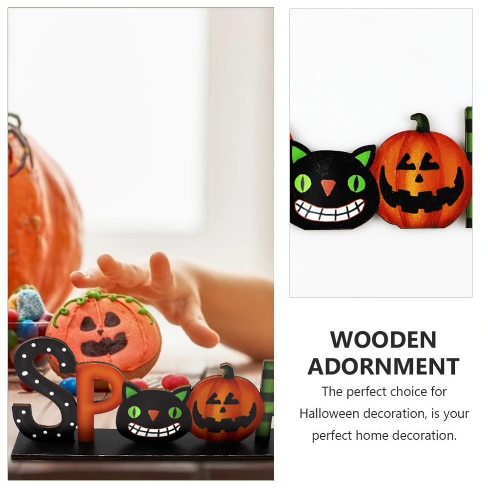 1Pc Halloween Themed Adornment Wooden Hollow-out Decor Party Layout Prop