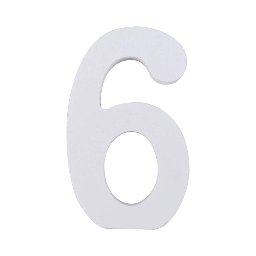 1pc 8cm DIY Wooden Wedding Table White Numbers Sign Decoration Table Seat Cards Table Photo Props Dinner Decoration for Birthday Wedding Party Festival (Number 6)