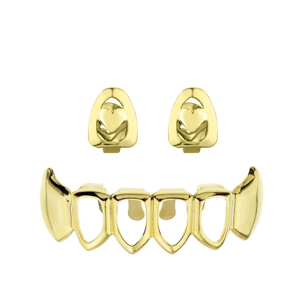 1 Set Teeth Grills Cosplay Teeth Grill Brace Hip-hop Metal Teeth Jewelries Decorative Teeth Grills for Rappers