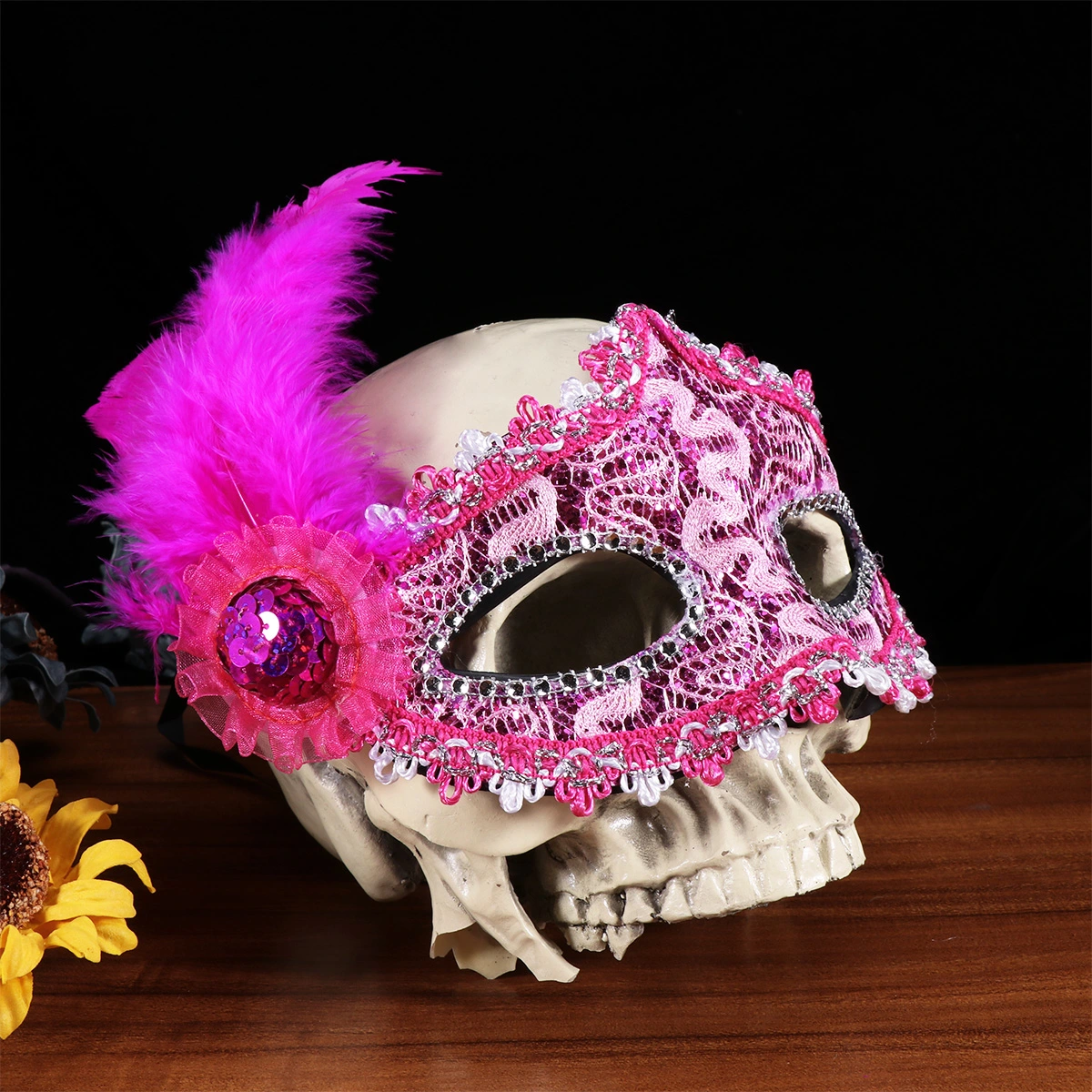 Halloween  Half Face Mask Costume Prop Mask for Masquerade Cosply Costume Party Performance Dancing Party(Red)