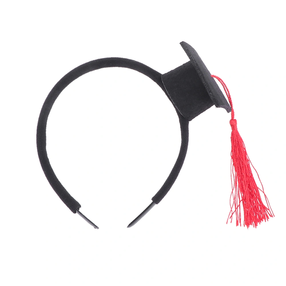 2pcs Graduation Party Headband Mini Doctoral Hat Head Topper Headdress Head Piece Party Favors(Black and Red)