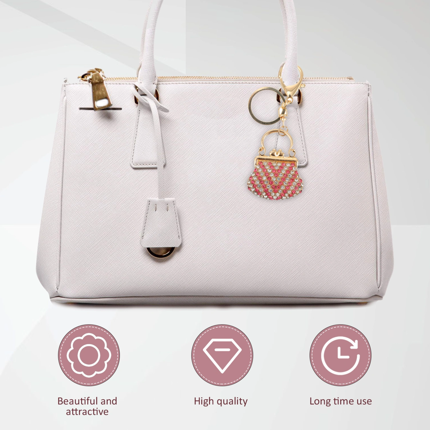 1pc Pretty Alloy Diamond Key Chain Alloy Diamond Key Ring Bag Key Chain