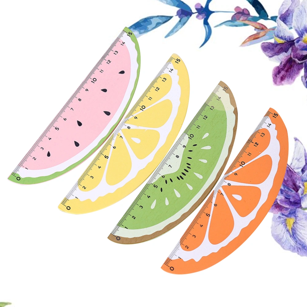 4Pcs 15CM Rulers with Fruits Patterned School Students Stationery Office Measuring Ruler