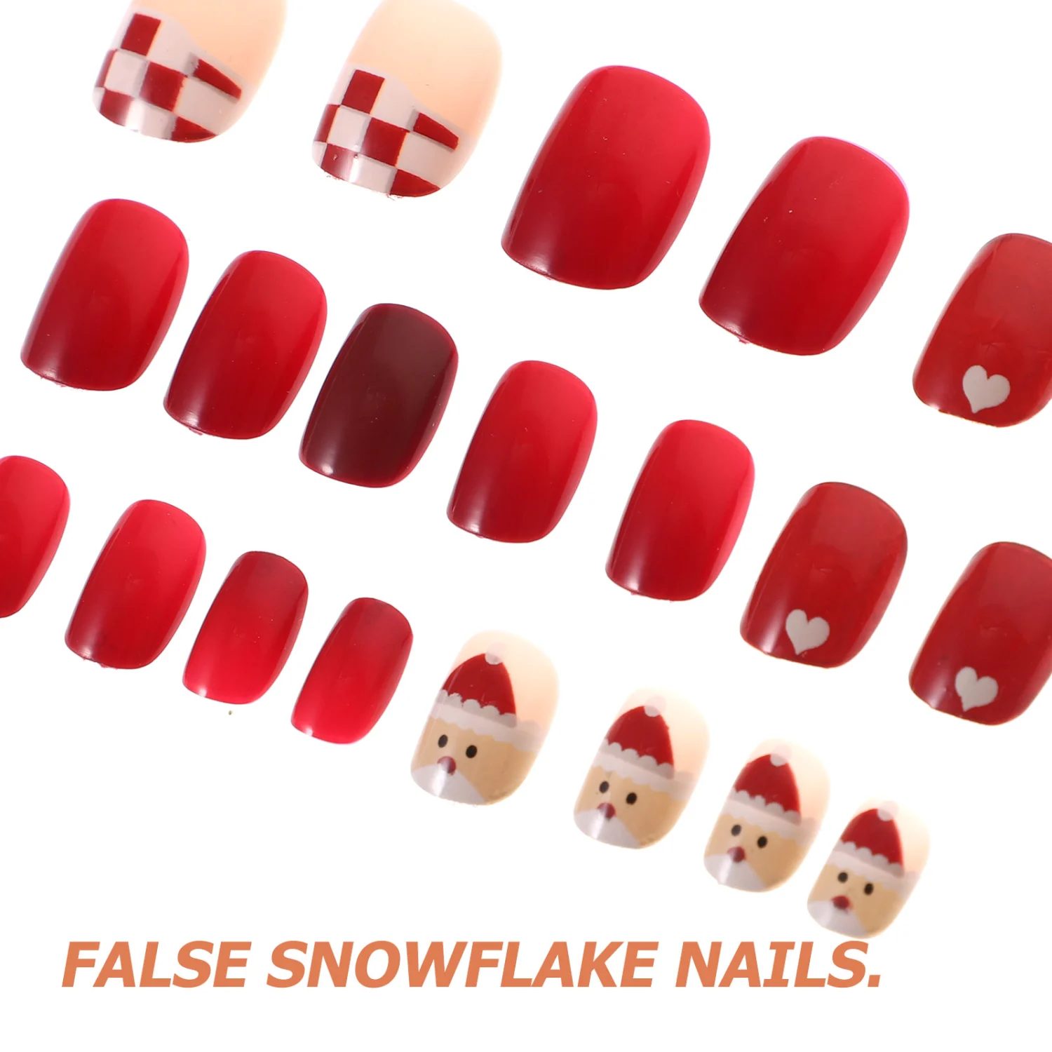 24pcs False Nail Tips Full Cover Red Snowflake Polish Fake Nails Nail Art Stickers Decals for DIY