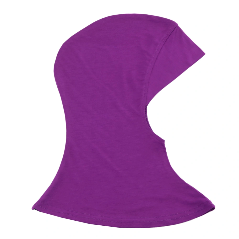 Women Adjustable Muslim Hijab Neck Cover Scarf Bonnet Inner Hijab Full Cover Bone Lady Islamic Muslim Headwear (35x24cm, Purple)