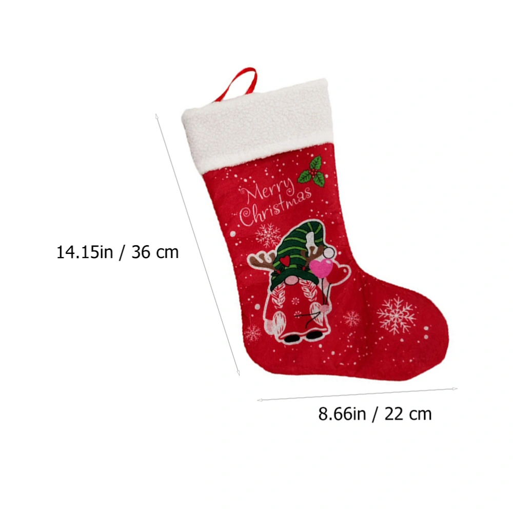 2Pcs Christmas Cartoon Sock Pendant Gift Holding Sock Tree Hanging Decor Red