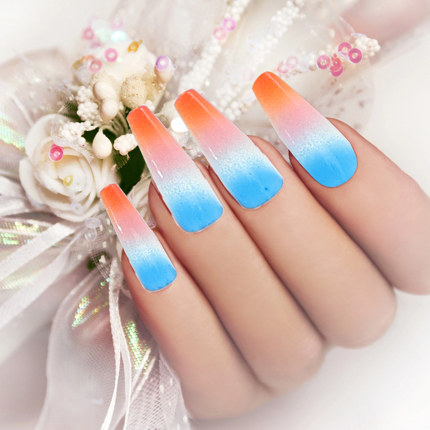 144pcs Press on Nails Coffin False Nails Artificial Nail Tips Long Fake Nails