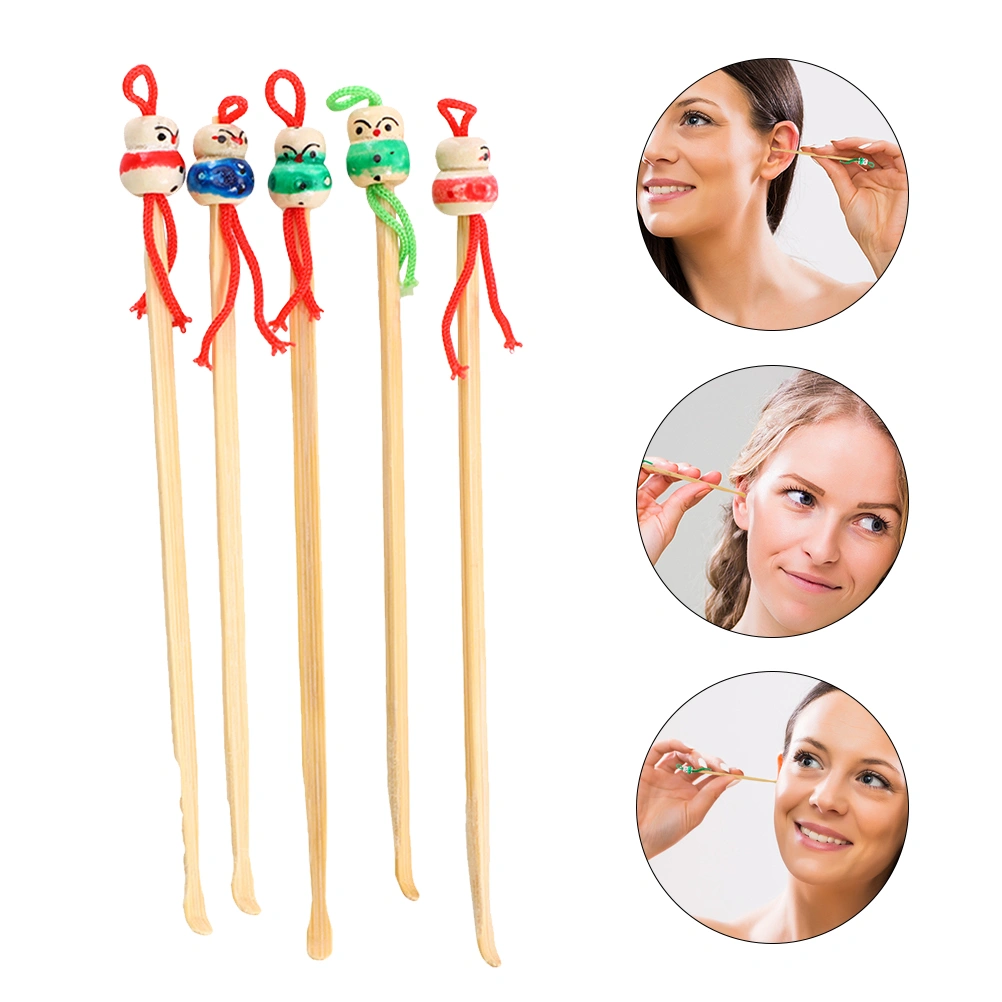 12Pcs Cartoon Ear Cleaners Wooden Wax Cleaners Adorable Wax Removers (Random Color)