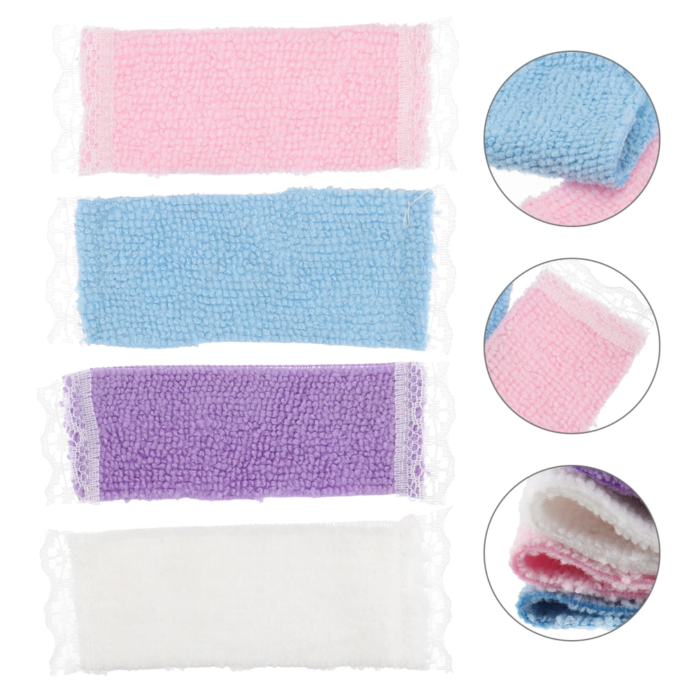 4Pcs Mini Towels Mini Bath Towel Adorns Mini House Accessories (Random Color)