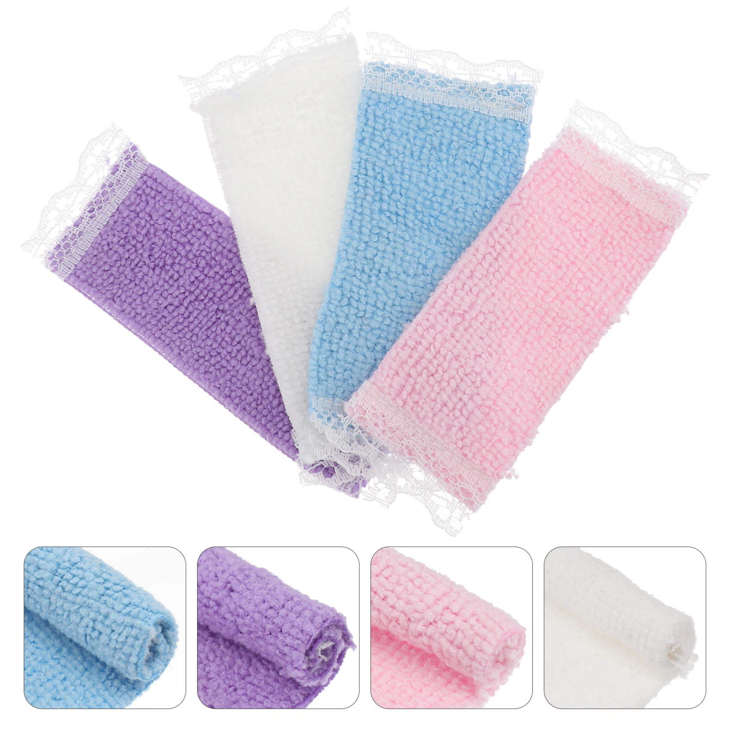 4Pcs Mini Towels Mini Bath Towel Adorns Mini House Accessories (Random Color)