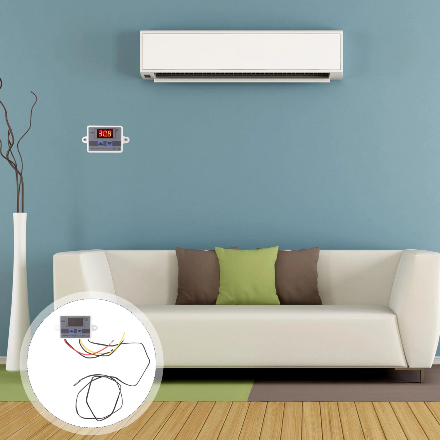 24V 240W Programmable Thermostat Smart Digital Thermostat Cooling and Heating Temperature Controller for Central Air Conditioner Fan Coil Units (White)