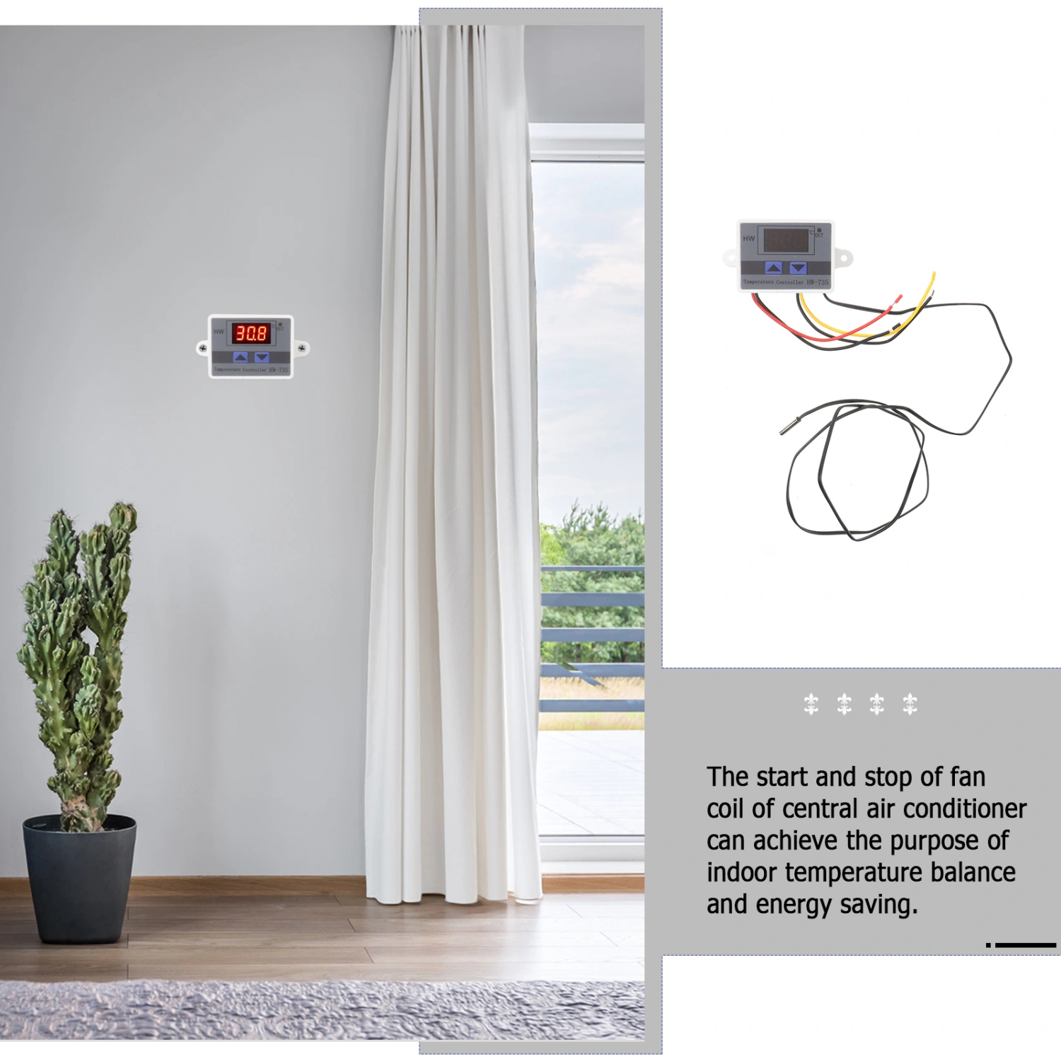 24V 240W Programmable Thermostat Smart Digital Thermostat Cooling and Heating Temperature Controller for Central Air Conditioner Fan Coil Units (White)
