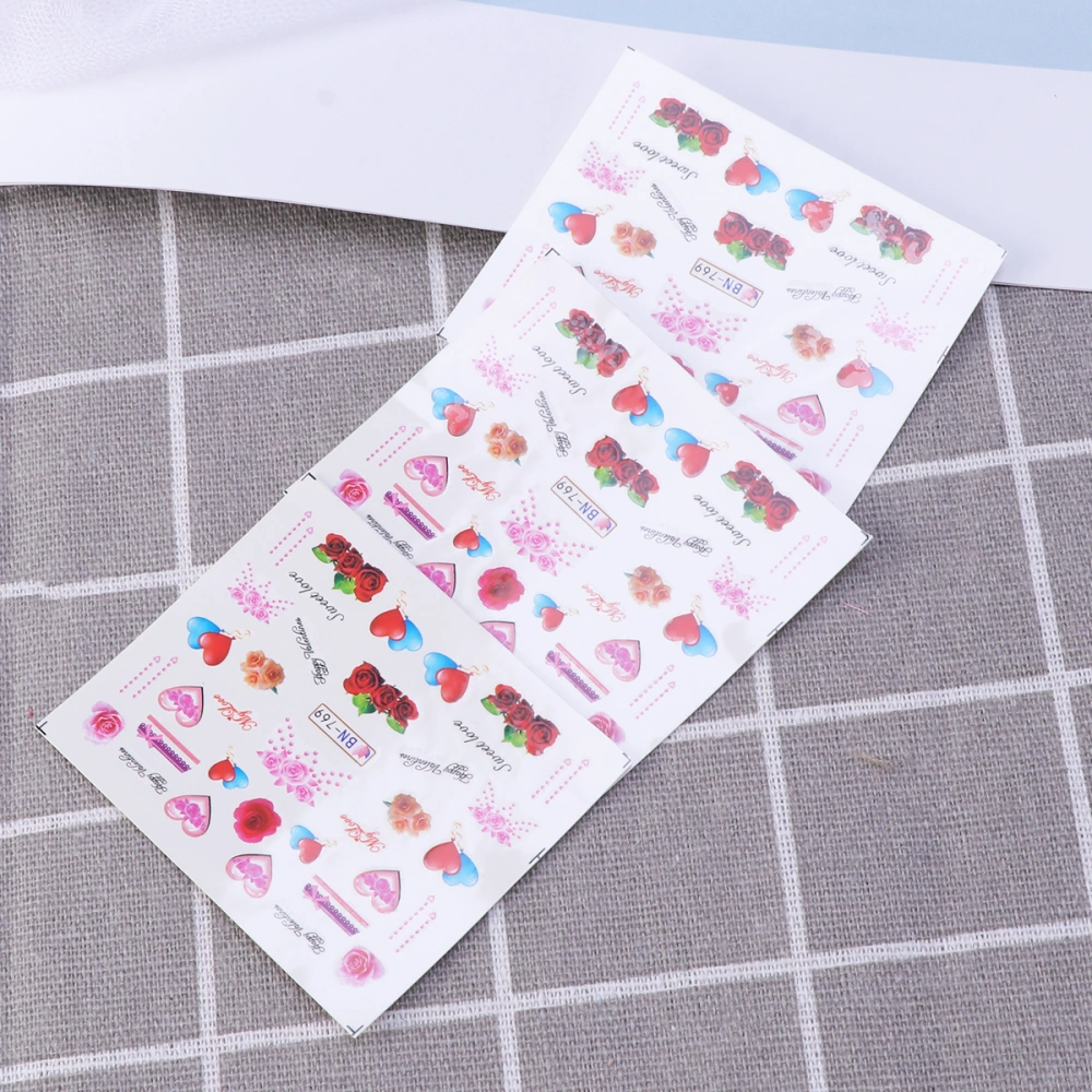 10 Sheets Valentine's Day DIY Beauty Nail Art Sticker Self-adhesive Nail Tip Decal Safe Manicure Decoration for Women Girls (BN-769)