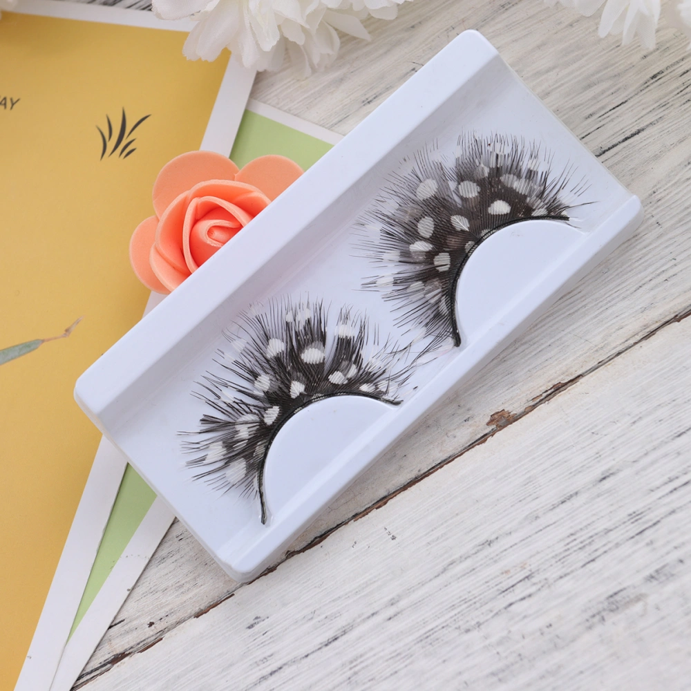 5 Pairs of Dot Fake Eyelashes Feather Art Lash Extension for Halloween Performance Carnival Balck and White