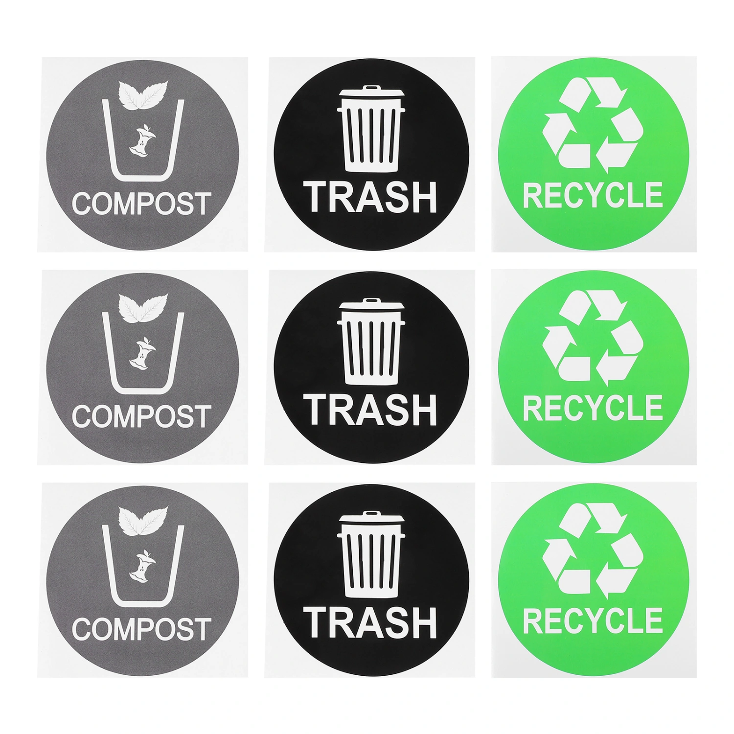 9pcs Recycling Trash Can Sticker Waterproof Trash Can Classification Sticker