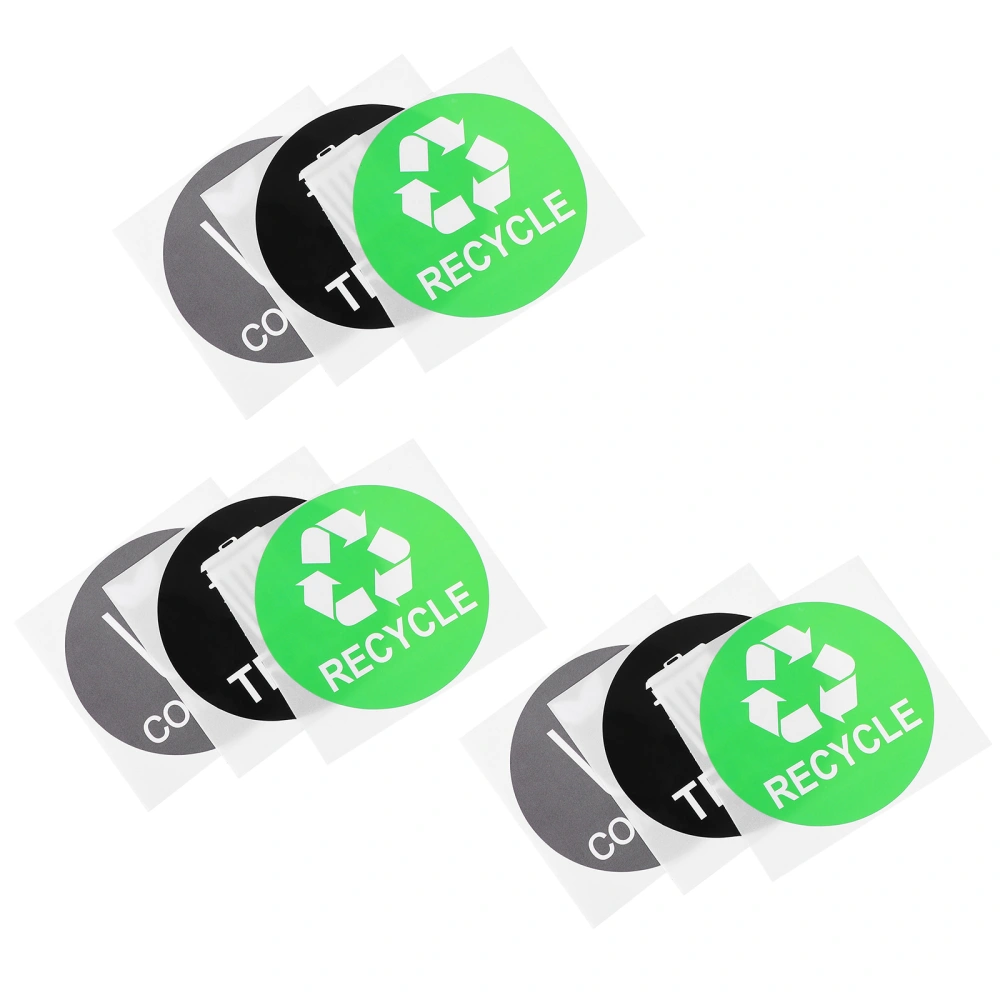 9pcs Recycling Trash Can Sticker Waterproof Trash Can Classification Sticker