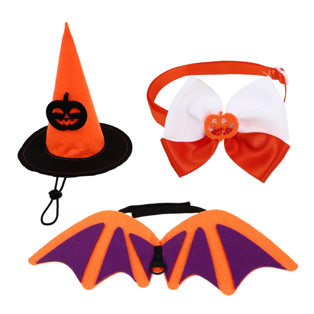 1 Set Funny Pumpkin Hat Bat Wings Costumes Pet Dog Halloween Cosplay Outfits