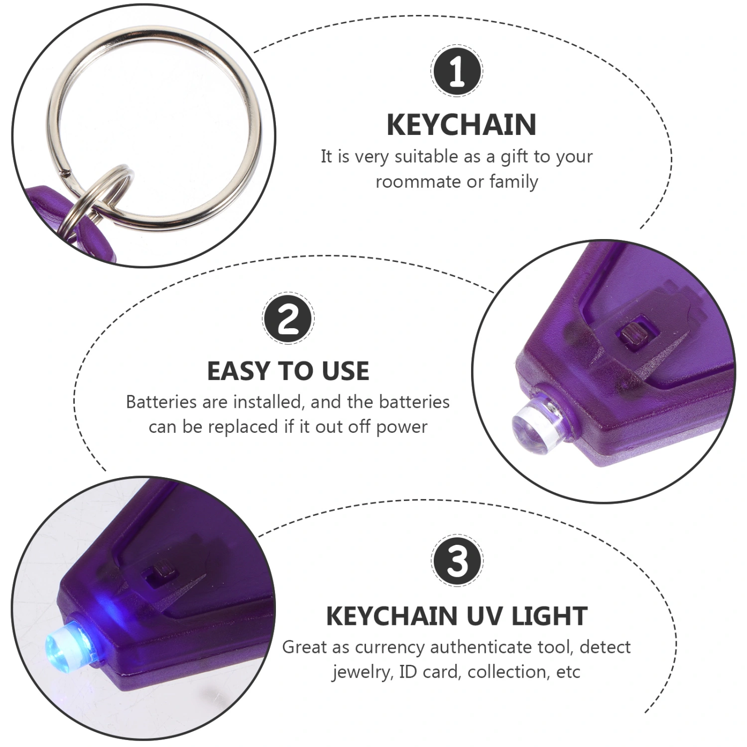 5pcs LED Portable Money Detector LED Counterfeit Detector Keyring LED Flashlight