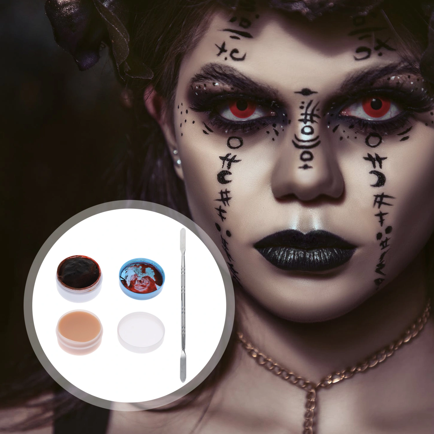 1Set Halloween Fake Wound Scar Wax Spatula Stipple Coagulated Blood Makeup Tools